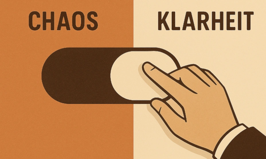 bb-default-setting-zukunft Schiebe-Button mit Chaos links und Klarheit rechts